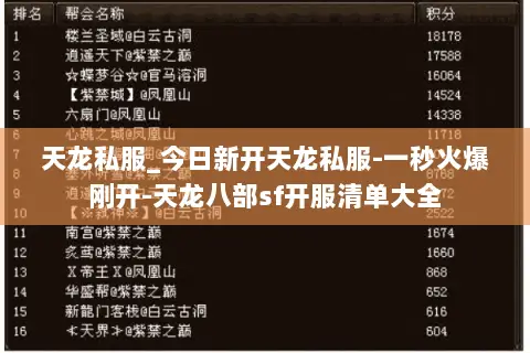 天龙私服_今日新开天龙私服-一秒火爆刚开-天龙八部sf开服清单大全 天龙私服_今日新开天龙私服-一秒火爆刚开-天龙八部sf开服清单大全