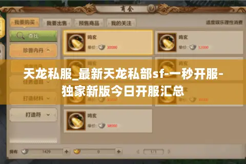 天龙私服_最新天龙私部sf-一秒开服-独家新版今日开服汇总