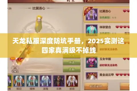 天龙私服深度防坑手册，2025实测这四家真满级不掉线