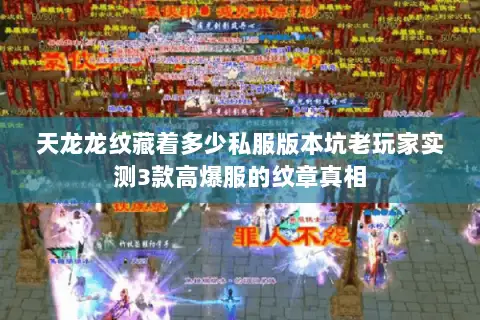 天龙龙纹藏着多少私服版本坑老玩家实测3款高爆服的纹章真相 天龙龙纹藏着多少私服版本坑老玩家实测3款高爆服的纹章真相