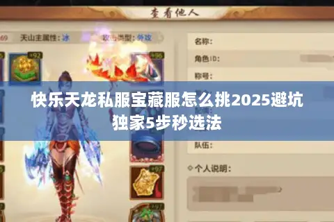 快乐天龙私服宝藏服怎么挑2025避坑独家5步秒选法 快乐天龙私服宝藏服怎么挑2025避坑独家5步秒选法