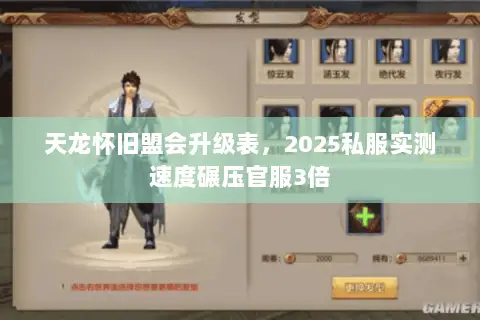 天龙怀旧盟会升级表,2025私服实测速度碾压官服3倍 天龙怀旧盟会升级表,2025私服实测速度碾压官服3倍