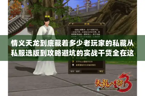 情义天龙到底藏着多少老玩家的私藏从私服选版到攻略避坑的实战干货全在这 情义天龙到底藏着多少老玩家的私藏从私服选版到攻略避坑的实战干货全在这