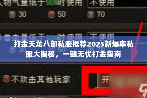 打金天龙八部私服推荐2025新爆率私服大揭秘,一键无忧打金指南 打金天龙八部私服推荐2025新爆率私服大揭秘,一键无忧打金指南