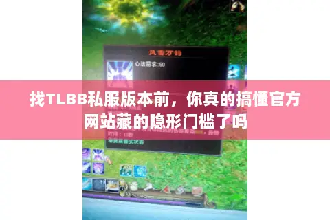 找TLBB私服版本前,你真的搞懂官方网站藏的隐形门槛了吗 找TLBB私服版本前,你真的搞懂官方网站藏的隐形门槛了吗