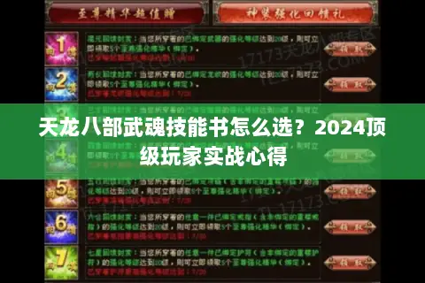 天龙八部武魂技能书怎么选？2024顶级玩家实战心得