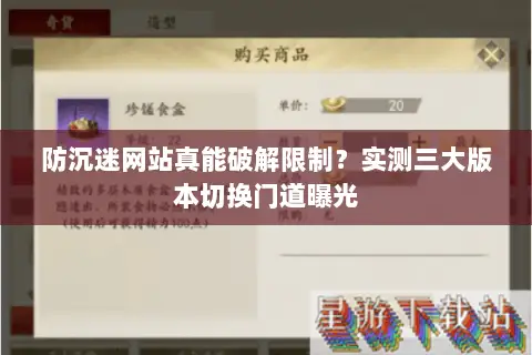 防沉迷网站真能破解限制?实测三大版本切换门道曝光 防沉迷网站真能破解限制?实测三大版本切换门道曝光