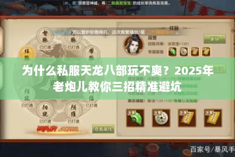 为什么私服天龙八部玩不爽？2025年老炮儿教你三招精准避坑