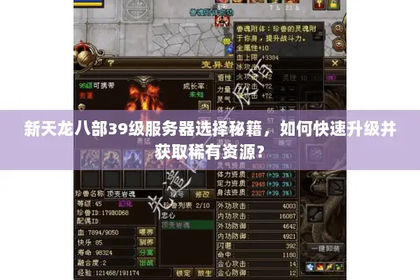 新天龙八部39级服务器选择秘籍,如何快速升级并获取稀有资源? 新天龙八部39级服务器选择秘籍,如何快速升级并获取稀有资源?