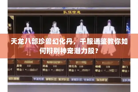天龙八部珍兽幻化丹,千服通鉴教你如何辨别神宠潜力股? 天龙八部珍兽幻化丹,千服通鉴教你如何辨别神宠潜力股?