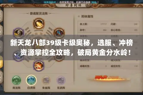 新天龙八部39级卡级奥秘，选服、冲榜、资源掌控全攻略，破局黄金分水岭！