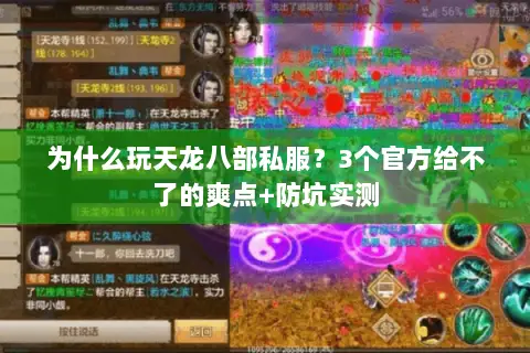 为什么玩天龙八部私服?3个官方给不了的爽点+防坑实测 为什么玩天龙八部私服?3个官方给不了的爽点+防坑实测