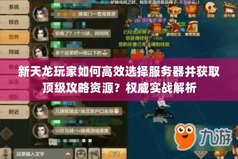 新天龙玩家如何高效选择服务器并获取顶级攻略资源?权威实战解析 新天龙玩家如何高效选择服务器并获取顶级攻略资源?权威实战解析