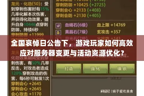 全国哀悼日公告下，游戏玩家如何高效应对服务器变更与活动资源优化？