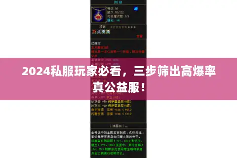 2024私服玩家必看,三步筛出高爆率真公益服! 2024私服玩家必看,三步筛出高爆率真公益服!