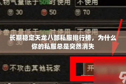 长期稳定天龙八部私服排行榜，为什么你的私服总是突然消失