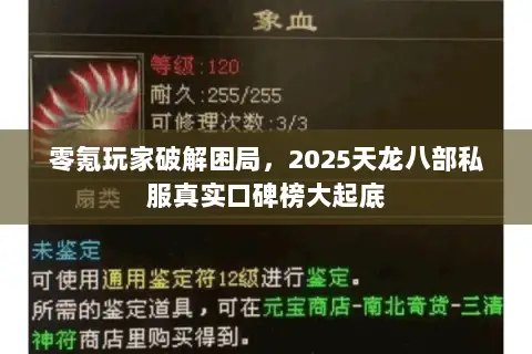 零氪玩家破解困局,2025天龙八部私服真实口碑榜大起底 零氪玩家破解困局,2025天龙八部私服真实口碑榜大起底