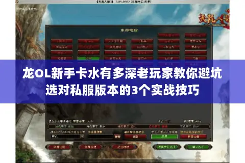 龙OL新手卡水有多深老玩家教你避坑选对私服版本的3个实战技巧 龙OL新手卡水有多深老玩家教你避坑选对私服版本的3个实战技巧