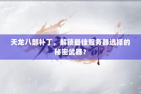 天龙八部补丁，解锁最佳服务器选择的秘密武器？