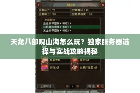 天龙八部观山海怎么玩?独家服务器选择与实战攻略揭秘 天龙八部观山海怎么玩?独家服务器选择与实战攻略揭秘
