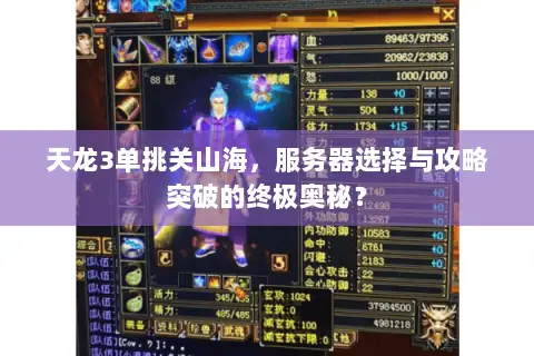 天龙3单挑关山海，服务器选择与攻略突破的终极奥秘？