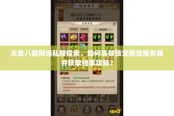 天龙八部网通私服探索,如何高效锁定稳定服务器并获取独家攻略? 天龙八部网通私服探索,如何高效锁定稳定服务器并获取独家攻略?
