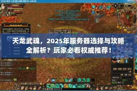 天龙武魂,2025年服务器选择与攻略全解析?玩家必看权威推荐! 天龙武魂,2025年服务器选择与攻略全解析?玩家必看权威推荐!