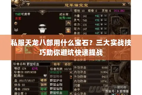 私服天龙八部用什么宝石？三大实战技巧助你避坑快速提战