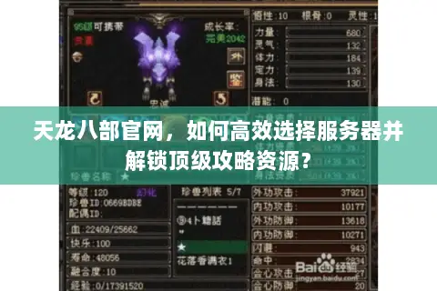 天龙八部官网，如何高效选择服务器并解锁顶级攻略资源？