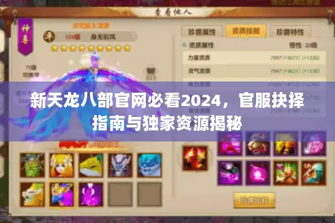 新天龙八部官网必看2024，官服抉择指南与独家资源揭秘