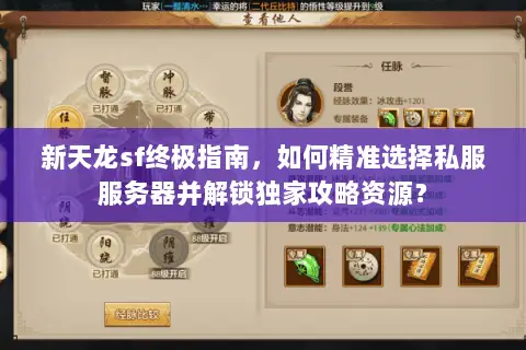 新天龙sf终极指南，如何精准选择私服服务器并解锁独家攻略资源？