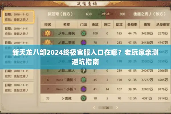 新天龙八部2024终极官服入口在哪?老玩家亲测避坑指南 新天龙八部2024终极官服入口在哪?老玩家亲测避坑指南