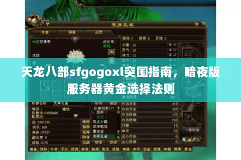 天龙八部sfgogoxl突围指南，暗夜版服务器黄金选择法则