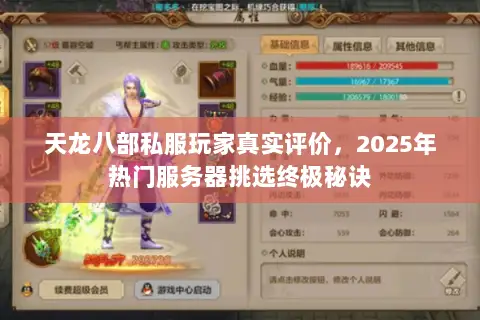 天龙八部私服玩家真实评价，2025年热门服务器挑选终极秘诀