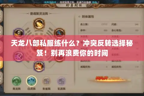 天龙八部私服练什么?冲突反转选择秘笈!别再浪费你的时间 天龙八部私服练什么?冲突反转选择秘笈!别再浪费你的时间