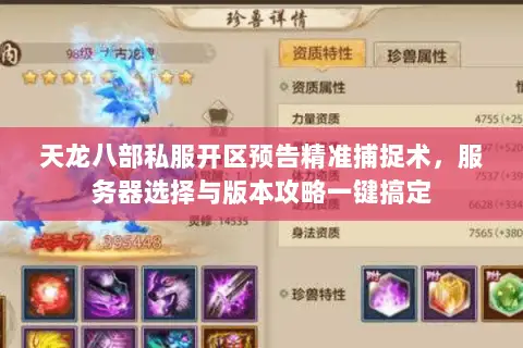 天龙八部私服开区预告精准捕捉术，服务器选择与版本攻略一键搞定