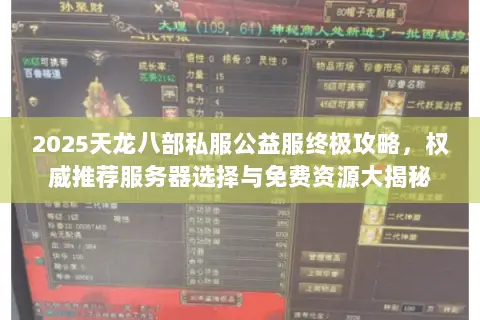 2025天龙八部私服公益服终极攻略,权威推荐服务器选择与免费资源大揭秘 2025天龙八部私服公益服终极攻略,权威推荐服务器选择与免费资源大揭秘