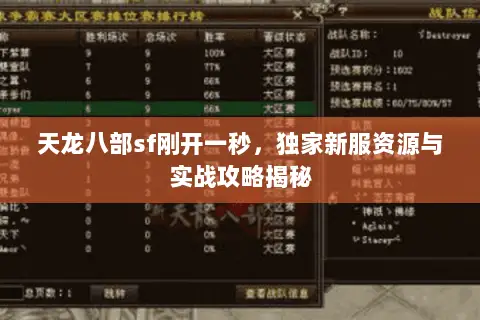 天龙八部sf刚开一秒,独家新服资源与实战攻略揭秘 天龙八部sf刚开一秒,独家新服资源与实战攻略揭秘