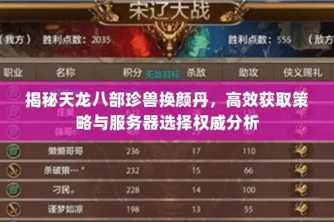 揭秘天龙八部珍兽换颜丹,高效获取策略与服务器选择权威分析 揭秘天龙八部珍兽换颜丹,高效获取策略与服务器选择权威分析