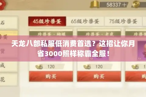 天龙八部私服低消费首选?这招让你月省3000照样称霸全服! 天龙八部私服低消费首选?这招让你月省3000照样称霸全服!