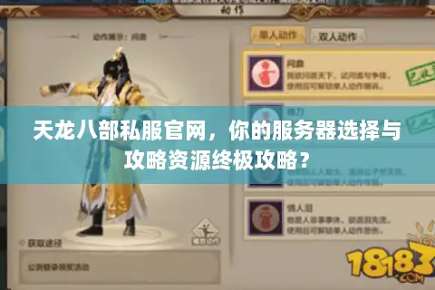 天龙八部私服官网，你的服务器选择与攻略资源终极攻略？