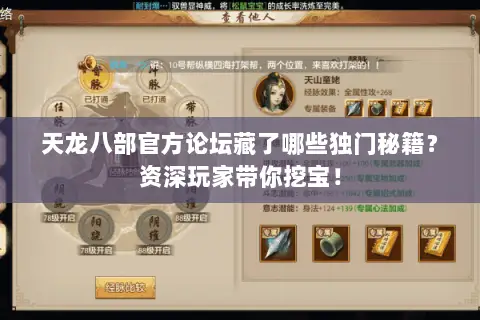 天龙八部官方论坛藏了哪些独门秘籍？资深玩家带你挖宝！