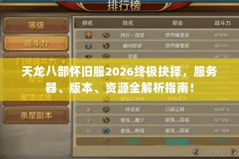天龙八部怀旧服2026终极抉择,服务器、版本、资源全解析指南! 天龙八部怀旧服2026终极抉择,服务器、版本、资源全解析指南!