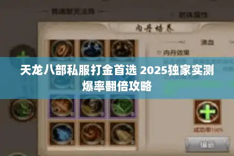 天龙八部私服打金首选 2025独家实测爆率翻倍攻略 天龙八部私服打金首选 2025独家实测爆率翻倍攻略