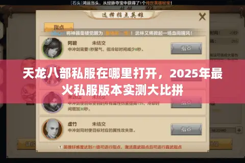 天龙八部私服在哪里打开,2025年最火私服版本实测大比拼 天龙八部私服在哪里打开,2025年最火私服版本实测大比拼