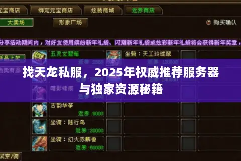 找天龙私服,2025年权威推荐服务器与独家资源秘籍 找天龙私服,2025年权威推荐服务器与独家资源秘籍
