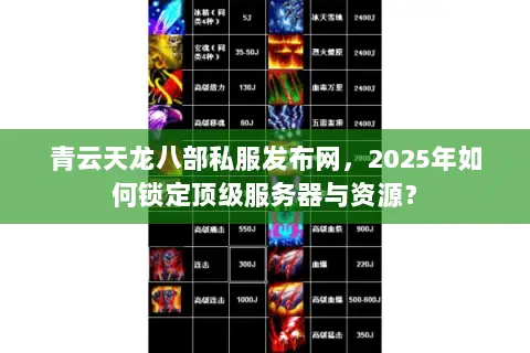 青云天龙八部私服发布网，2025年如何锁定顶级服务器与资源？
