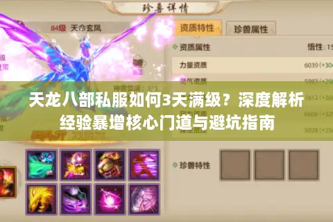 天龙八部私服如何3天满级?深度解析经验暴增核心门道与避坑指南 天龙八部私服如何3天满级?深度解析经验暴增核心门道与避坑指南