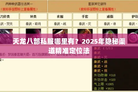 天龙八部私服哪里有?2025年隐秘渠道精准定位法 天龙八部私服哪里有?2025年隐秘渠道精准定位法