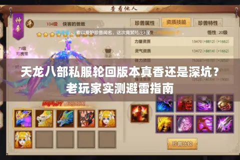 天龙八部私服轮回版本真香还是深坑?老玩家实测避雷指南 天龙八部私服轮回版本真香还是深坑?老玩家实测避雷指南